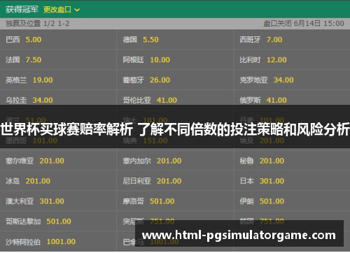世界杯买球赛赔率解析 了解不同倍数的投注策略和风险分析