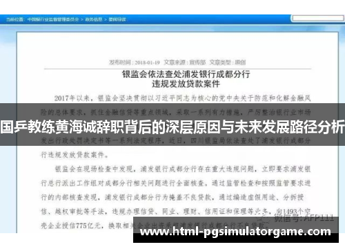 国乒教练黄海诚辞职背后的深层原因与未来发展路径分析